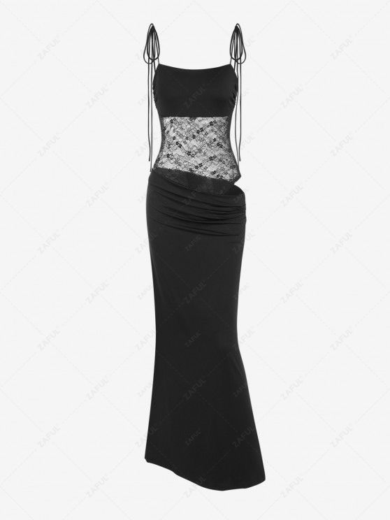 Ships From US Warehouse • Fast Delivery In 2–3 Business Days | Women\'s Sexy Sheer See Through Lace Tie Shoulder Bodysui