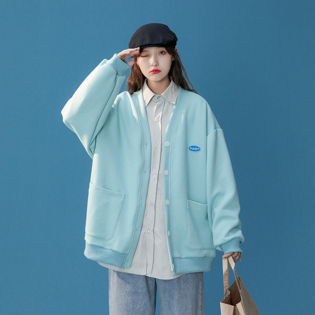 Cardigan college jacket Streetwear Fashion